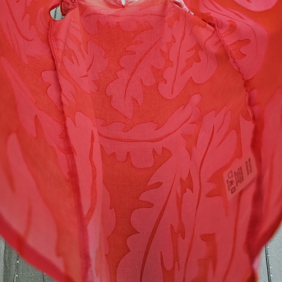 Nwot Michelle McDowell  Orange/Pink Cap Sleeve Leaf Shift Dress - Picture 14 of 15